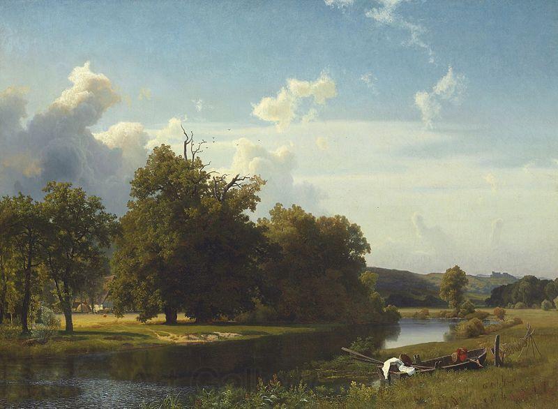 Albert Bierstadt A River Landscape, Westphalia France oil painting art